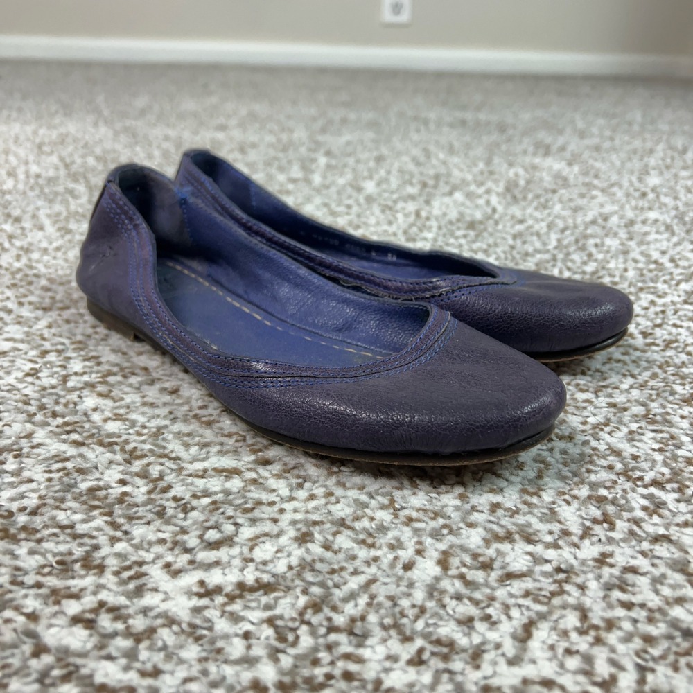 Frye Shoes Womens 6 Purple Leather Slip On Carson Ballet Flats Classic Comfort